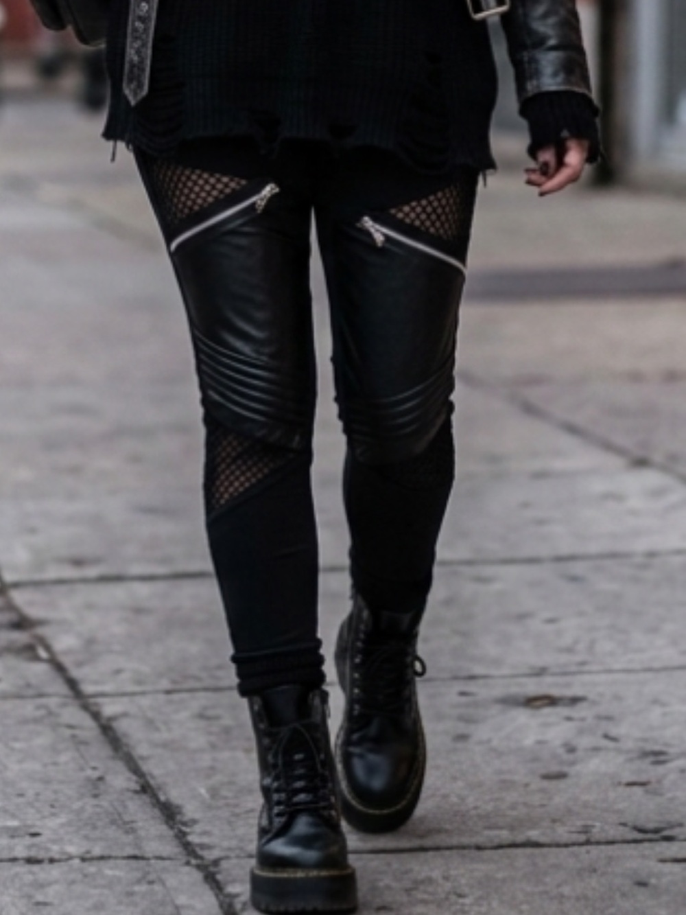 Black Faux Leather Moto Leggings Pants
